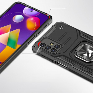 Подсилен гръб WOZINSKY Ring Armor със стойка - Samsung Galaxy M31s сребрист - Img 3