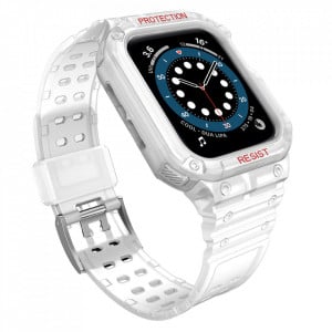 Подсилен калъф за корпус с каишка Protect - Apple Watch 41mm Series 9 / 41mm Series 8 / 41mm Series 7 / 40mm Series 6 / 40mm SE / 40mm Series 5 / 40mm Series 4 / 38mm Series 3 / 38mm Series 2 бял - Img 1