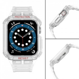 Подсилен калъф за корпус с каишка Protect - Apple Watch 41mm Series 9 / 41mm Series 8 / 41mm Series 7 / 40mm Series 6 / 40mm SE / 40mm Series 5 / 40mm Series 4 / 38mm Series 3 / 38mm Series 2 бял - Img 4