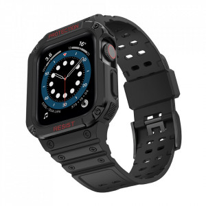 Подсилен калъф за корпус с каишка Protect - Apple Watch 41mm Series 9 / 41mm Series 8 / 41mm Series 7 / 40mm Series 6 / 40mm SE / 40mm Series 5 / 40mm Series 4 / 38mm Series 3 / 38mm Series 2 черен - Img 2