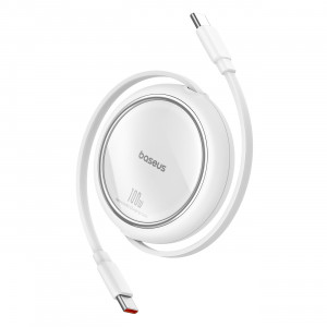 Прибиращ се кабел за зареждане и данни BASEUS Free2Draw Mini USB Type C към USB Type C 100W 1m бял - Img 1