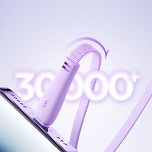 Прибиращ се кабел за зареждане и данни JOYROOM Colorful S-A40 3in1 USB Type A към USB Type C / Lightning / micro USB 1m лилав - Img 6