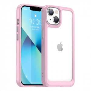 Прозрачен гръб с гел рамка Outer Space - iPhone 14 Plus розов - Img 1