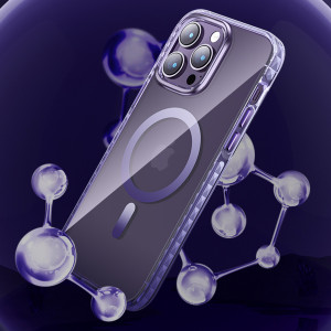 Прозрачен гръб с рамка KINGXBAR PQY Ice Crystal MagSafe - iPhone 14 лилав - Img 3