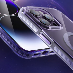 Прозрачен гръб с рамка KINGXBAR PQY Ice Crystal MagSafe - iPhone 14 лилав - Img 11