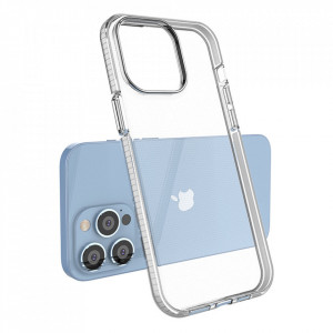 Прозрачен силиконов гръб с цветен кант Spring - iPhone 14 Pro Max светлосин - Img 3
