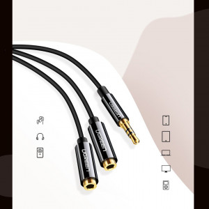 Разклонител за слушалки UGREEN мини жак 3.5mm към 2x мини жак 3.5mm 25cm (20816) черен - Img 3