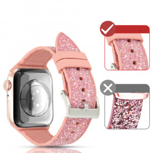 Силиконова каишка с кристали KINGXBAR Crystal - Apple Watch 40mm SE / 40mm Series 6 / 40mm Series 5 / 40mm Series 4 / 38mm Series 3 / 38mm Series 2 розов - Img 5