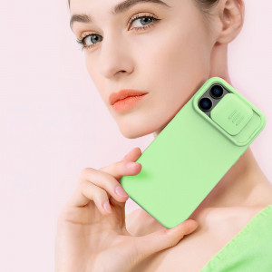 Силиконов гръб с подвижно покритие за камерата NILLKIN CamShield Silky Silicone - iPhone 14 Pro Max син - Img 12