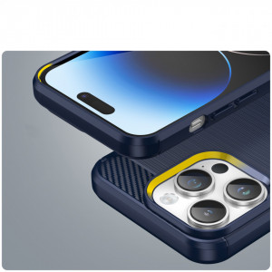 Силиконов гръб Carbon - iPhone 14 Pro Max син - Img 5