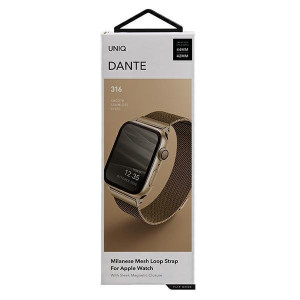 Стоманена каишка UNIQ Dante - Apple Watch 44mm SE / 44mm Series 6 / 44mm Series 5 / 44mm Series 4 златен - Img 2