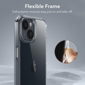 Стъклен гръб с подсилени силиконови ръбове ESR Ice Shield - iPhone 15 Plus прозрачен - Img 5
