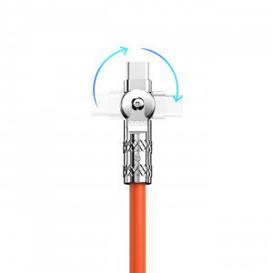 180° кабел за зареждане и данни DUDAO USB Type A към Lightning 30W 1m оранжев - Img 4
