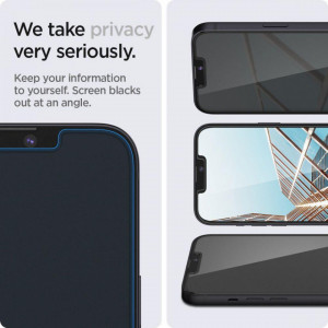 2 бр. закален стъклен протектор SPIGEN TR Ez Fit с филтър за поверителност и инструмент за поставяне - iPhone 13 / 13 Pro / 14 - Img 5