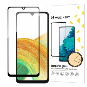 5D Full Glue закален стъклен протектор с пълно покритие WOZINSKY - Samsung Galaxy A34 5G с черна рамка - Img 1