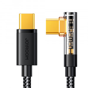 90° кабел за зареждане и данни с оплетка JOYROOM USB Type C към USB Type C с бързо зареждане 100W 1.2m черен (S-CC100A6) - Img 4