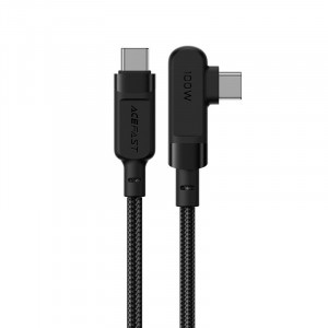 90° кабел за зареждане и данни ACEFAST USB Type C към USB Type C 100W 20V 5A 2m (C5-03) черен - Img 1
