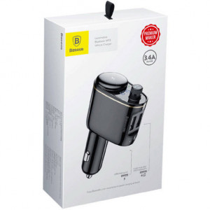 Bluetooth FM трансмитер за кола BASEUS S-06 с 2 порта USB Type A (Overseas Edition) черен - Img 5