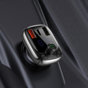 Bluetooth FM трансмитер за кола BASEUS S-13 със зарядно (Overseas Edition) черен - Img 9