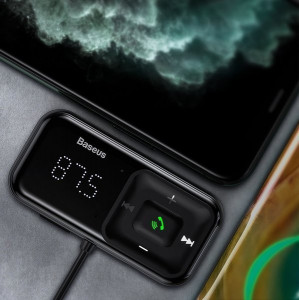 Bluetooth FM трансмитер за кола BASEUS S-16 със зарядно (Overseas edition) черен - Img 7