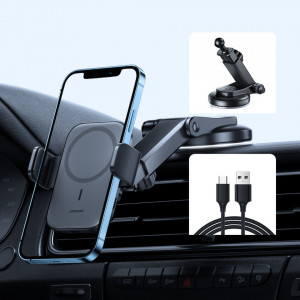 Joyroom стойка за кола Qi Wireless Induction зарядно 15W (MagSafe - iPhone Compatible) - Dashboard (JR-ZS295) черен - Img 3