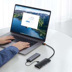 USB хъб BASEUS Lite Series 4в1 USB Type A към 4x USB Type A 3.0 0.25m (WKQX030001) черен - Img 9