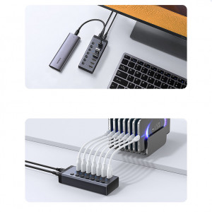 USB хъб UGREEN 7в1 USB Type C към 7x USB Type A 3.0 PD DC 12V (CM481) сив - Img 12