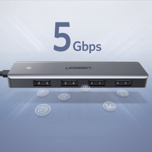 USB хъб UGREEN USB Type C към 4x USB Type A 3.2 Gen.1 и USB Type C Power Delivery (CM219 70336) сив - Img 3