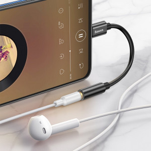 Адаптер за слушалки BASEUS L54 USB Type C към мини жак 3.5mm DAC конвертор, 24 bit, 48 KHz (CATL54-01) черен - Img 6