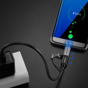 Адаптер UGREEN Micro USB към USB Type C с отвор за ключодържател (50590) сив - Img 3