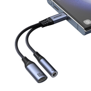 Аудио кабел JOYROOM SY-C02 2in1 USB Type C (мъжко) DAC към жак 3.5mm (женско) / USB Type C (женско) черен - Img 2