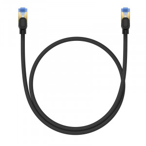 Бърз интернет кабел с оплетка BASEUS RJ45 cat.7 10Gb/s 0.5m черен - Img 1