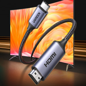 Видео кабел UGREEN CM565 UGREEN USB Type C към HDMI 2.1 8K 60Hz 1.5m сив - Img 2