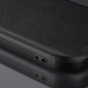 Гръб от естествена кожа с подвижно покритие за камерата NILLKIN CamShield Leather S - iPhone 14 Plus черен - Img 14