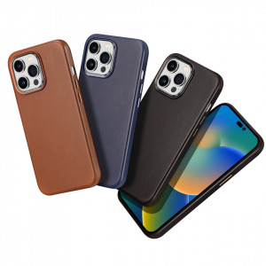 Гръб от естествена кожа DUX DUCIS Naples MagSafe - iPhone 14 Pro тъмнокафяв - Img 3