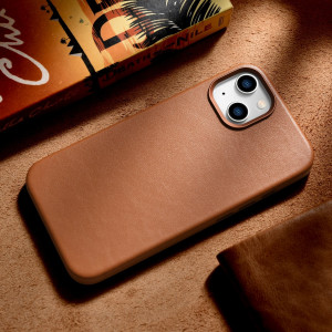 Гръб от естествена кожа iCARER Leather MagSafe - iPhone 14 кафяв - Img 16