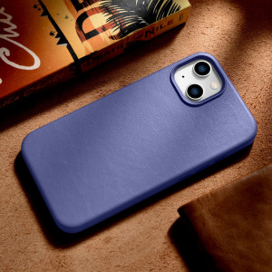 Гръб от естествена кожа iCARER Leather MagSafe - iPhone 14 светлолилав - Img 16