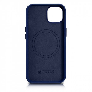Гръб от естествена кожа iCARER Leather MagSafe - iPhone 14 Plus син - Img 3