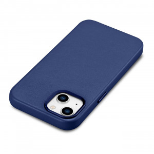 Гръб от естествена кожа iCARER Leather MagSafe - iPhone 14 Plus син - Img 11