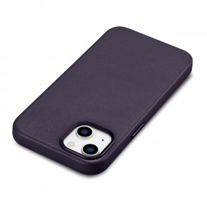 Гръб от естествена кожа iCARER Leather MagSafe - iPhone 14 Plus тъмнолилав - Img 11