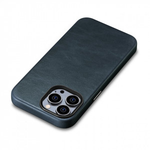 Гръб от естествена кожа iCARER Leather Oil Wax Premium MagSafe - iPhone 14 Pro Max тъмносин - Img 10