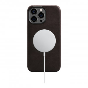 Гръб от естествена кожа iCARER Leather Oil Wax Premium MagSafe - iPhone 14 Pro кафяв - Img 17