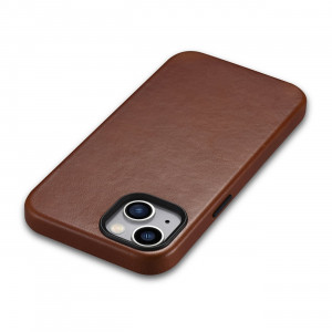 Гръб от естествена кожа iCARER Leather Oil Wax Premium MagSafe - iPhone 14 Plus кафяв - Img 12