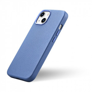 Гръб от естествена кожа iCARER Litchi Premium MagSafe - iPhone 14 Plus светлосин - Img 8