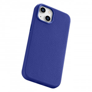 Гръб от естествена кожа iCARER Litchi Premium MagSafe - iPhone 14 тъмносин - Img 13