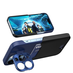 Гръб със стойка и джоб за карти Leather Stand - iPhone 14 Pro Max син - Img 6