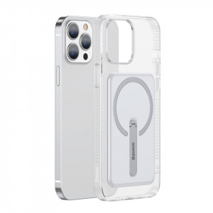 Гръб със стойка BASEUS Magnetic - iPhone 13 Pro прозрачен - Img 1