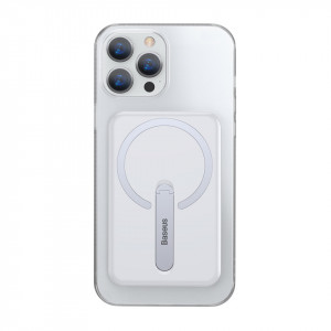Гръб със стойка BASEUS Magnetic - iPhone 13 Pro прозрачен - Img 2