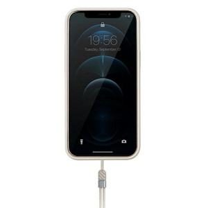 Гръб с лентов държач и каишка UNIQ Heldro с антимикробно покритие - iPhone 12 Pro Max бежов камуфлаж / слонова кост - Img 4