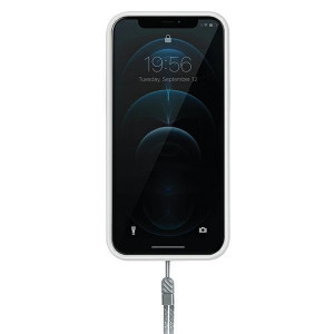 Гръб с лентов държач и каишка UNIQ Heldro с антимикробно покритие - iPhone 12 Pro Max бяла скреж - Img 3